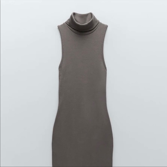 Zara RIBBED TURTLENECK DRESS - Picture 5 of 6